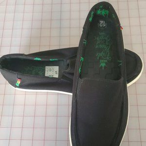 Vans The Original Surf Siders Black Canvas Slip On Beach Boat Shoe Mens 12